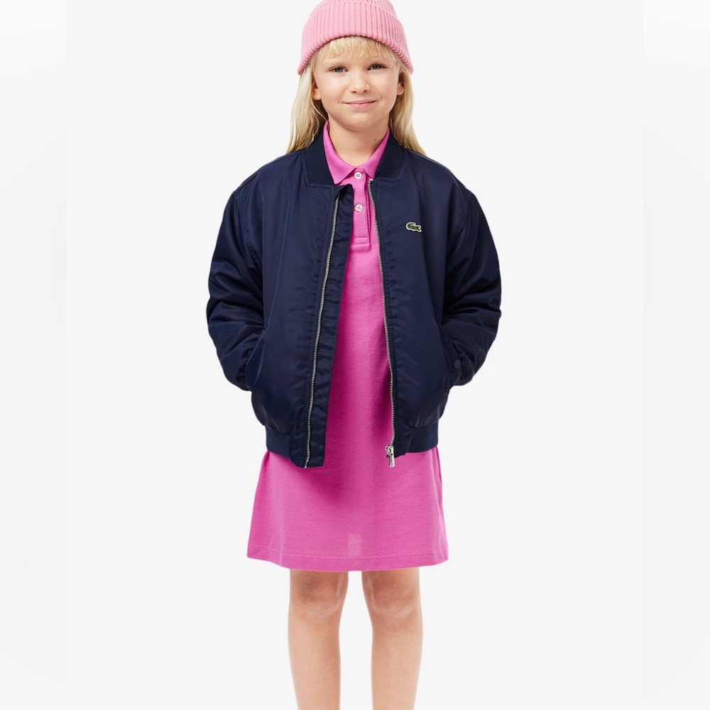 Lacoste Girls Polo Dress Pink Size 10 Large Logo Classic Preppy - Picture 2 of 10